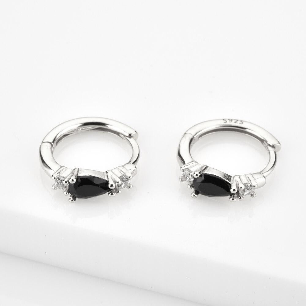 Black Denia Silver Hoops 