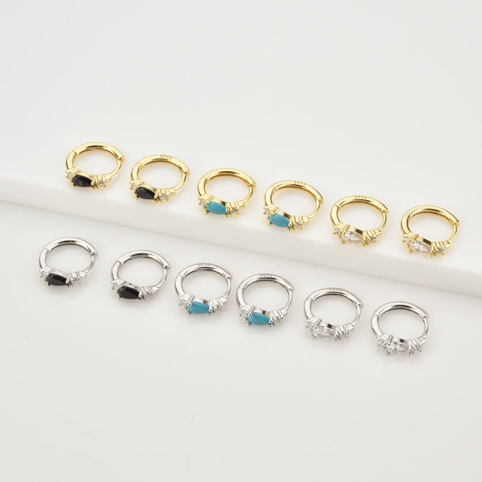 White Denia Silver Hoops 