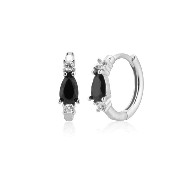 Black Denia Silver Hoops 