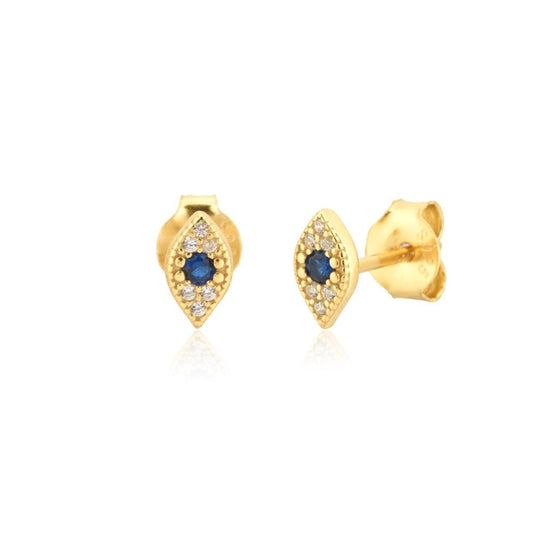 Blue Eyesclum Gold Earrings 