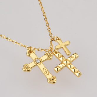 Gold Crosses Necklace 