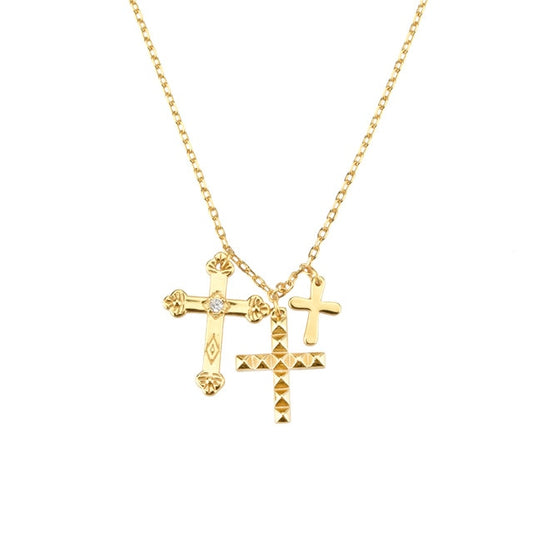 Gold Crosses Necklace 