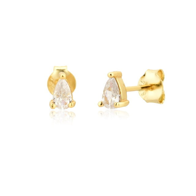 White Drop Gold Earrings 