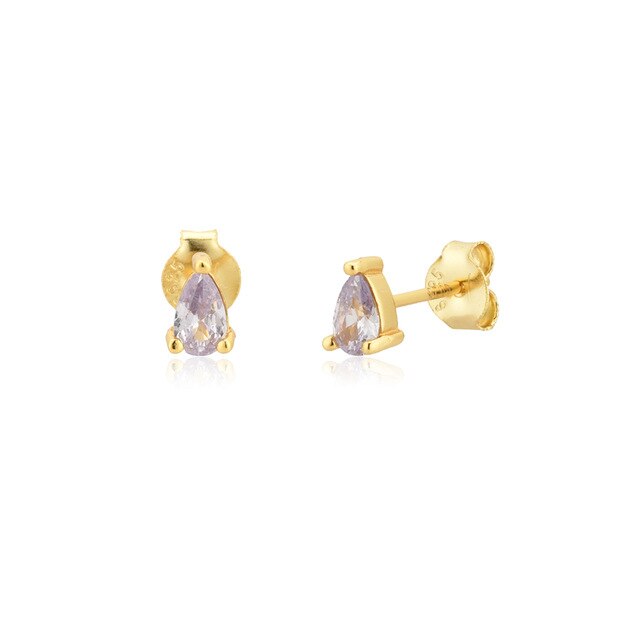 Lilac Gold Drop Earrings 