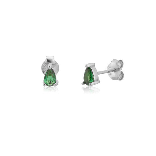 Green Drop Silver Earrings 