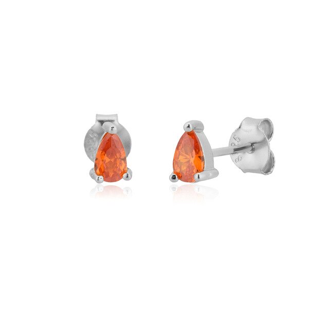 Orange Drop Silver Earrings 