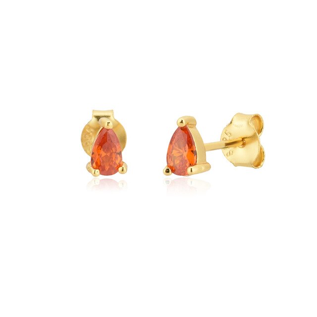 Orange Drop Gold Earrings 