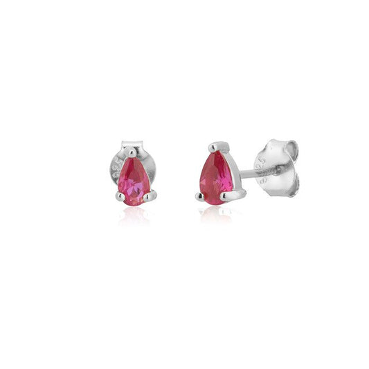 Pink Drop Silver Earrings 