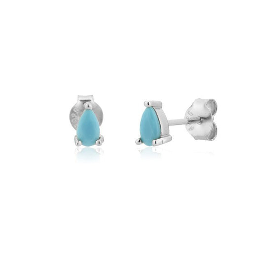 Pendientes Aguamarina Gota Plata