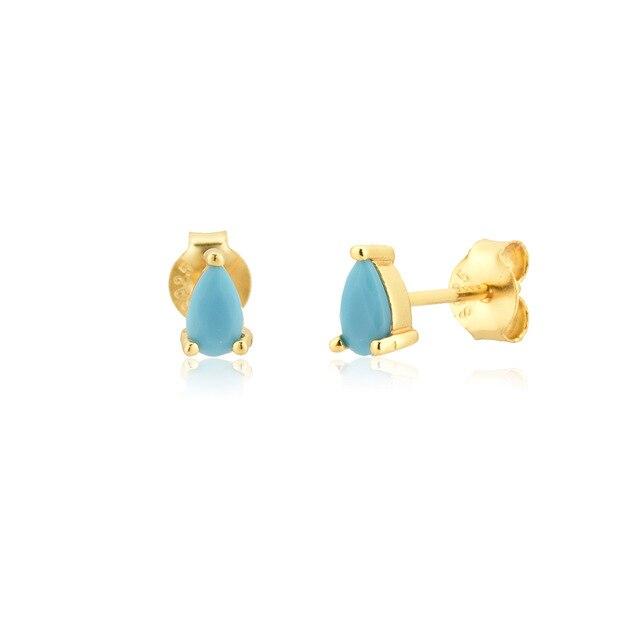 Gold Drop Aquamarine Earrings 