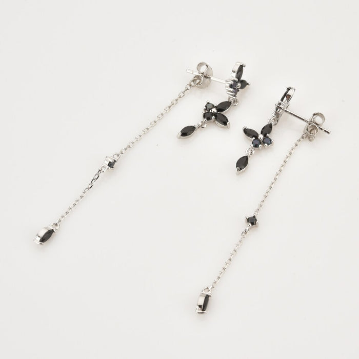 Brigitte Black Silver Earrings 