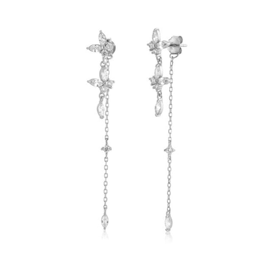 Brigitte White Silver Earrings 