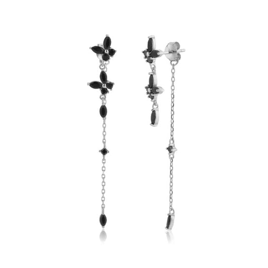 Brigitte Black Silver Earrings 