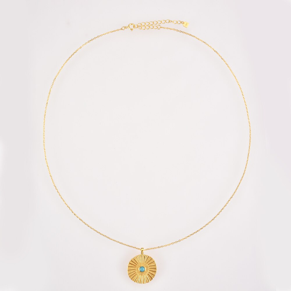 Gold Rune Aquamarine Necklace 