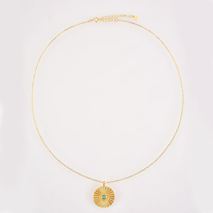 Gold Rune Aquamarine Necklace 