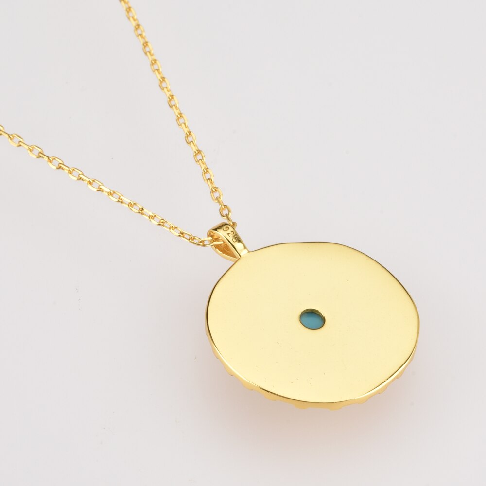 Gold Rune Aquamarine Necklace 