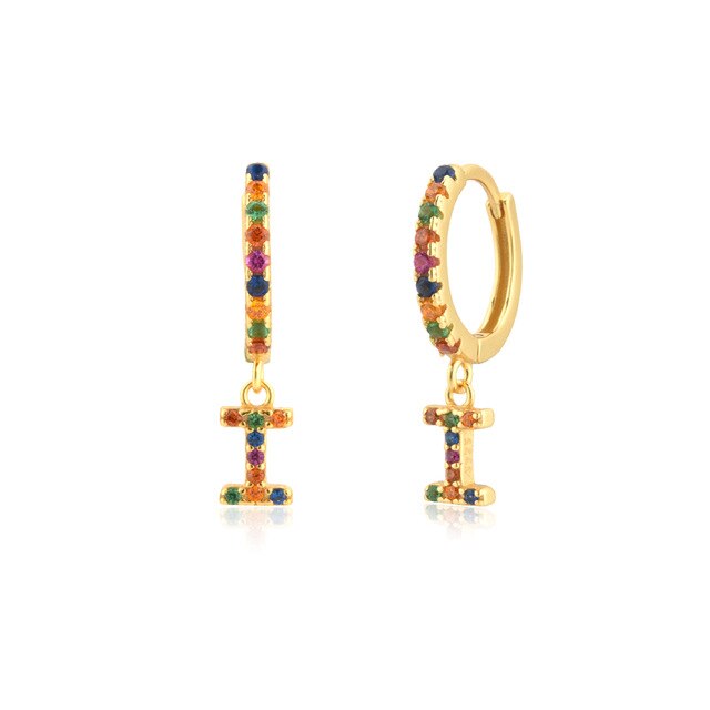 Gold Initial Colorful Hoops 