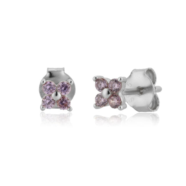 Pendientes Lila Flower Plata