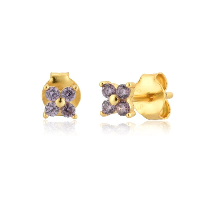 Lilac Flower Gold Earrings 