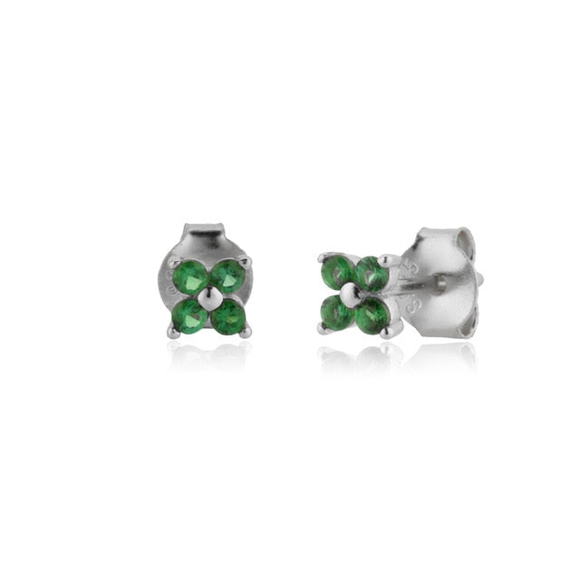 Pendientes Green Flower Plata