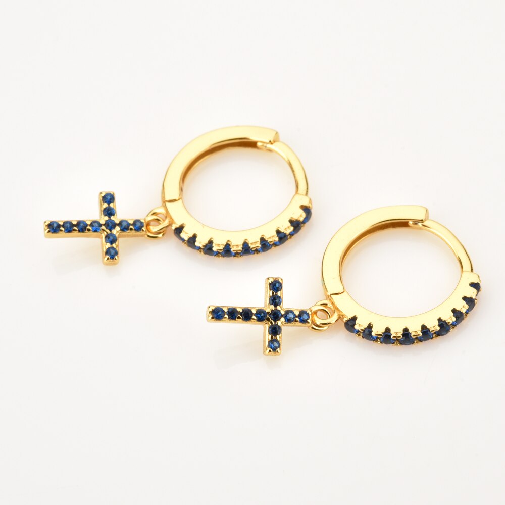 Blue Cross Gold Hoops 