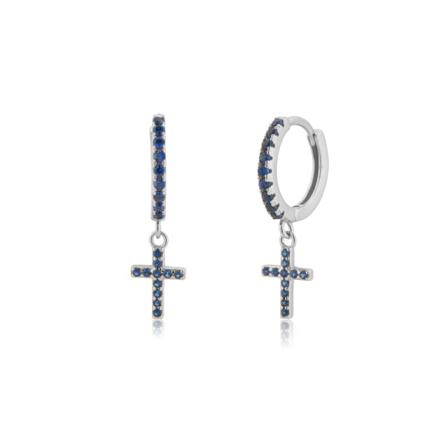 Blue Cross Silver Hoops 