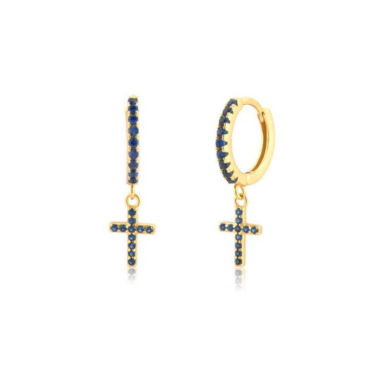 Blue Cross Gold Hoops 