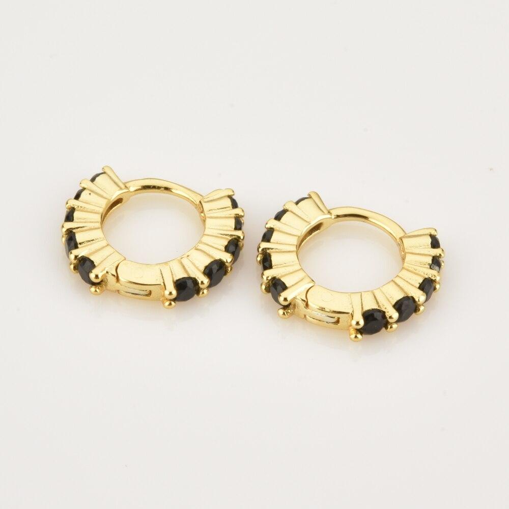 Mini Black Double Gold Hoops 