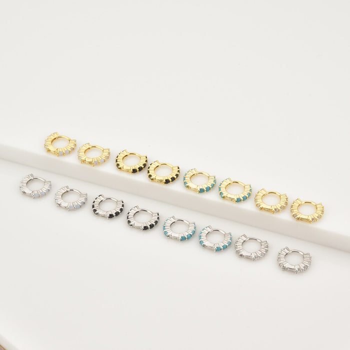 Aros Mini Turquesa Doble Oro