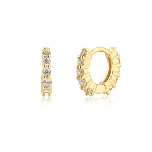 Mini White Double Gold Hoops 