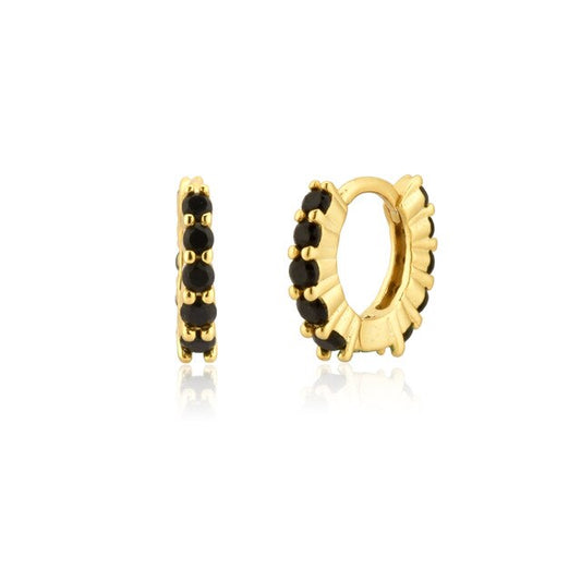 Mini Black Double Gold Hoops 