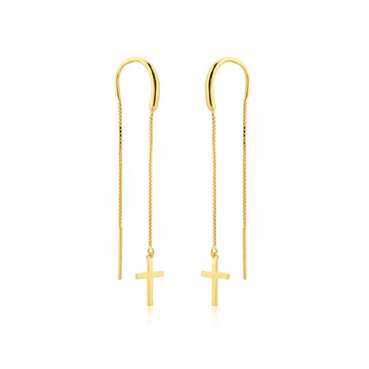 Vann Cross Gold Earrings 