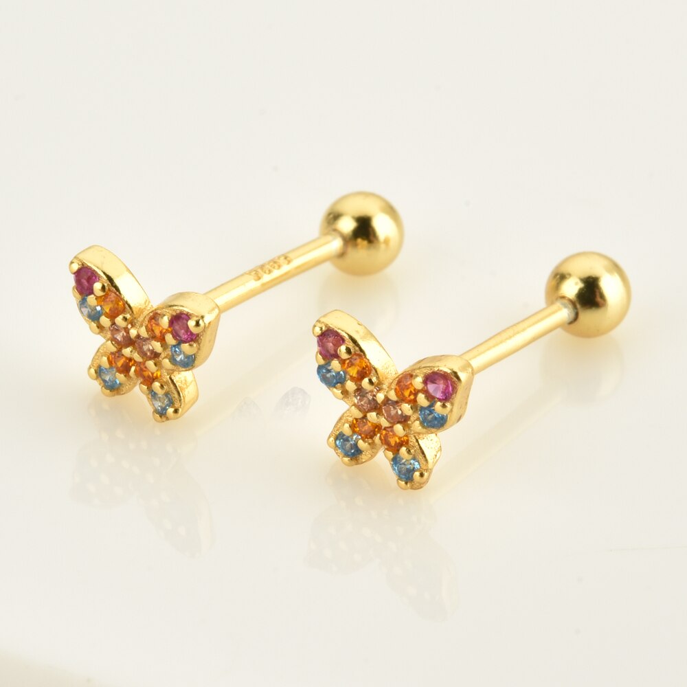 Colorful Mini Butterfly Gold Earrings 