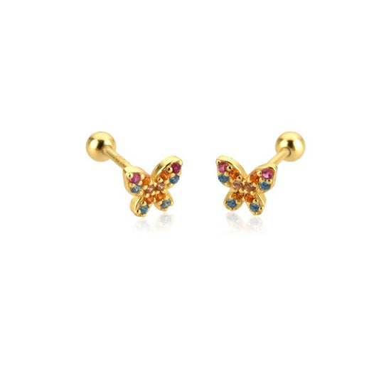 Colorful Mini Butterfly Gold Earrings 