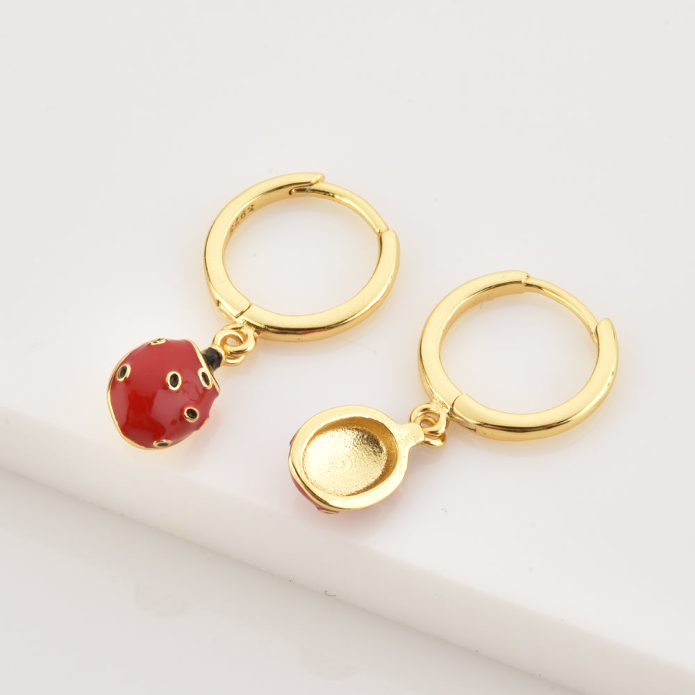 Gold Ladybug Earrings 