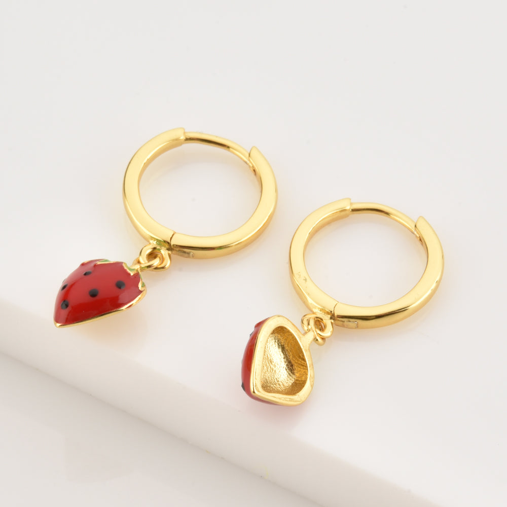 Gold Strawberry Earrings 