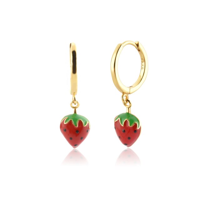 Gold Strawberry Earrings 