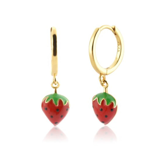 Gold Strawberry Earrings 