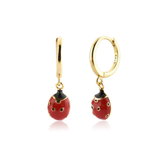 Gold Ladybug Earrings 