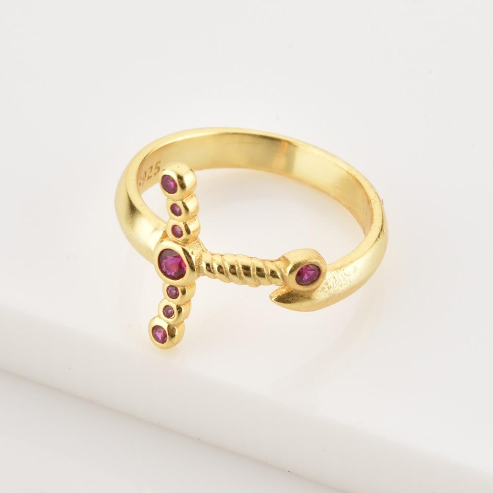 Pink Sword Gold Ring 
