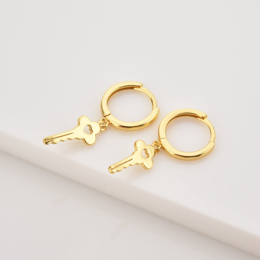 Gold Loving Key Earrings