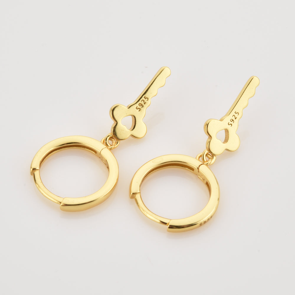 Gold Loving Key Earrings