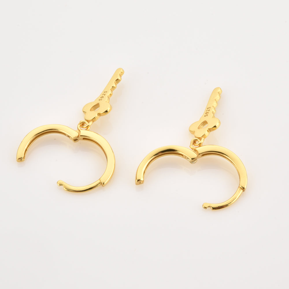 Gold Loving Key Earrings