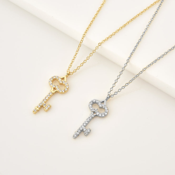 Silver Shiny Key Necklace