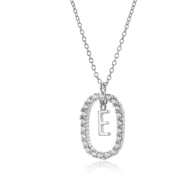 Collar White Spring Incial Plata