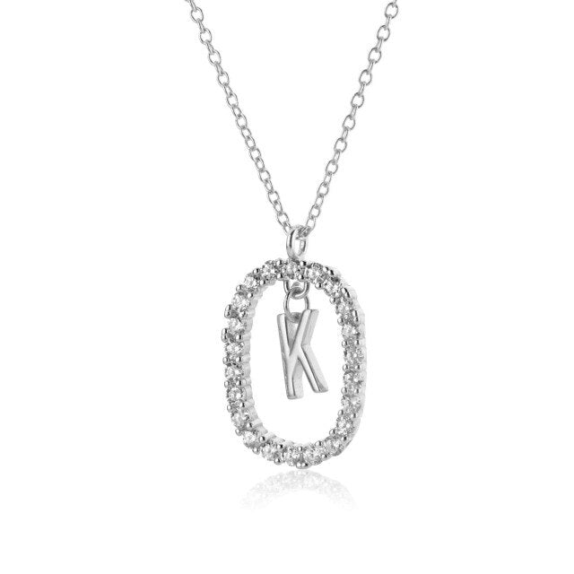White Spring Initial Silver Necklace 