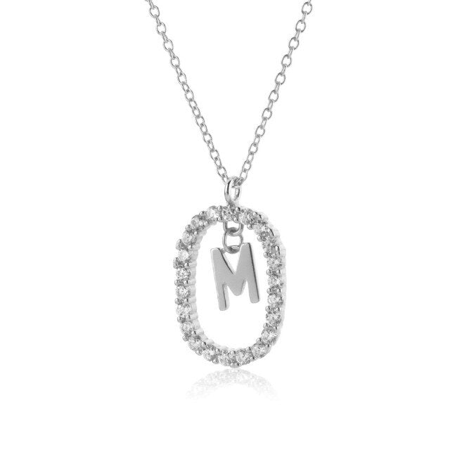 White Spring Initial Silver Necklace 
