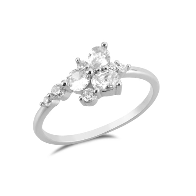 Anillo Dalia White Plata