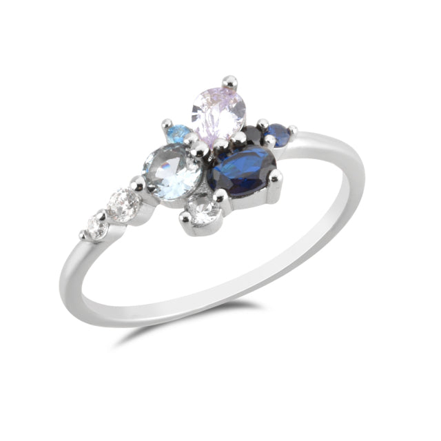 Anillo Dalia Blue Plata