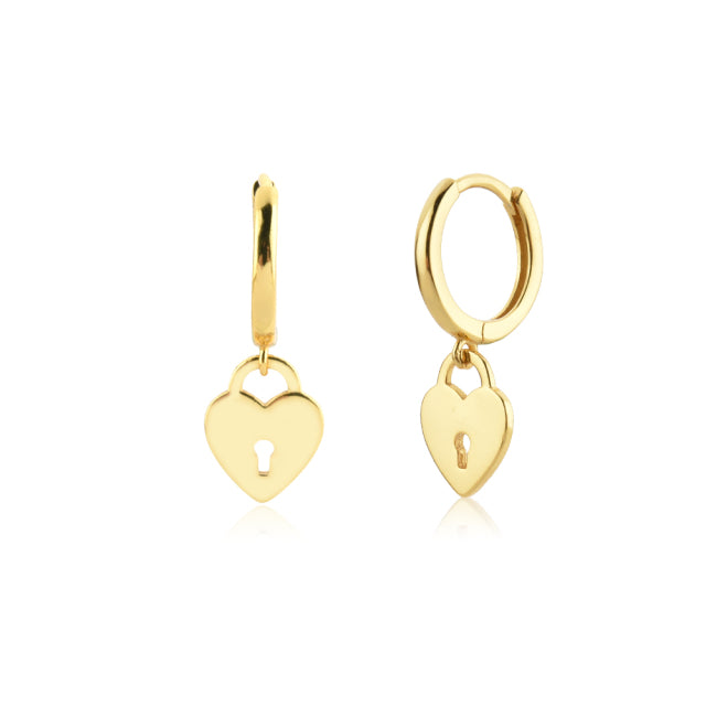 Gold Lock of Love Earrings